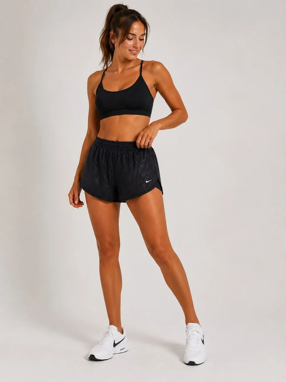 Nike Dri-FIT Tempo Black Textured Pattern Running Shorts Size XS
